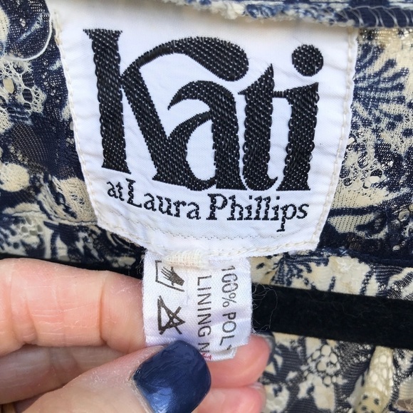 Vintage Kati at Laura Phillips Floral Midi Dress Size L - Picture 8 of 10